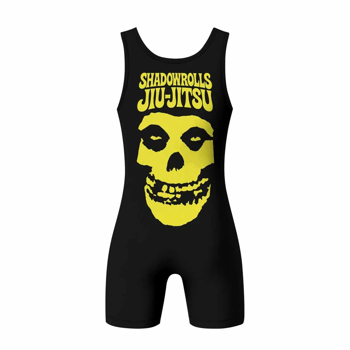 Skull Jiu-Jitsu Ranked - Yellow Wrestling Singlet - back view mockup
