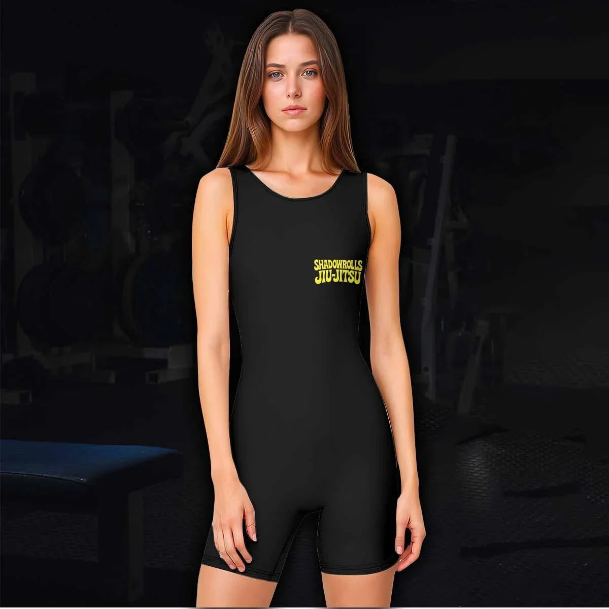 Skull Jiu-Jitsu Ranked - Yellow Wrestling Singlet - women's lifestyle view
