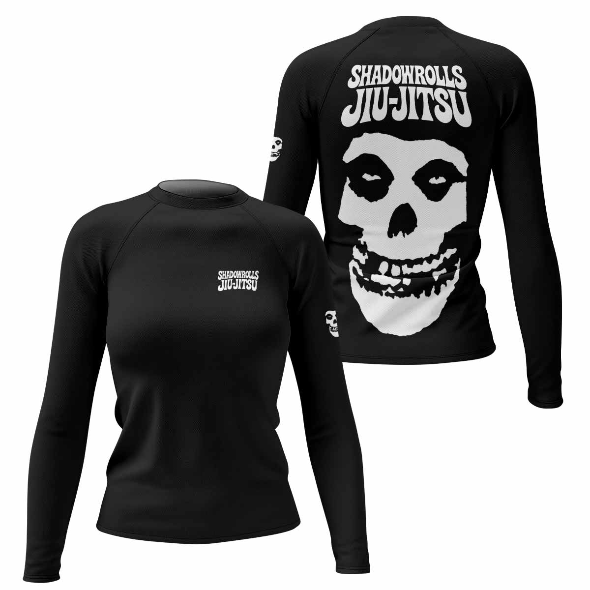 Skull Jiu-Jitsu Women's Rash Guard Long Sleeve - front and back view