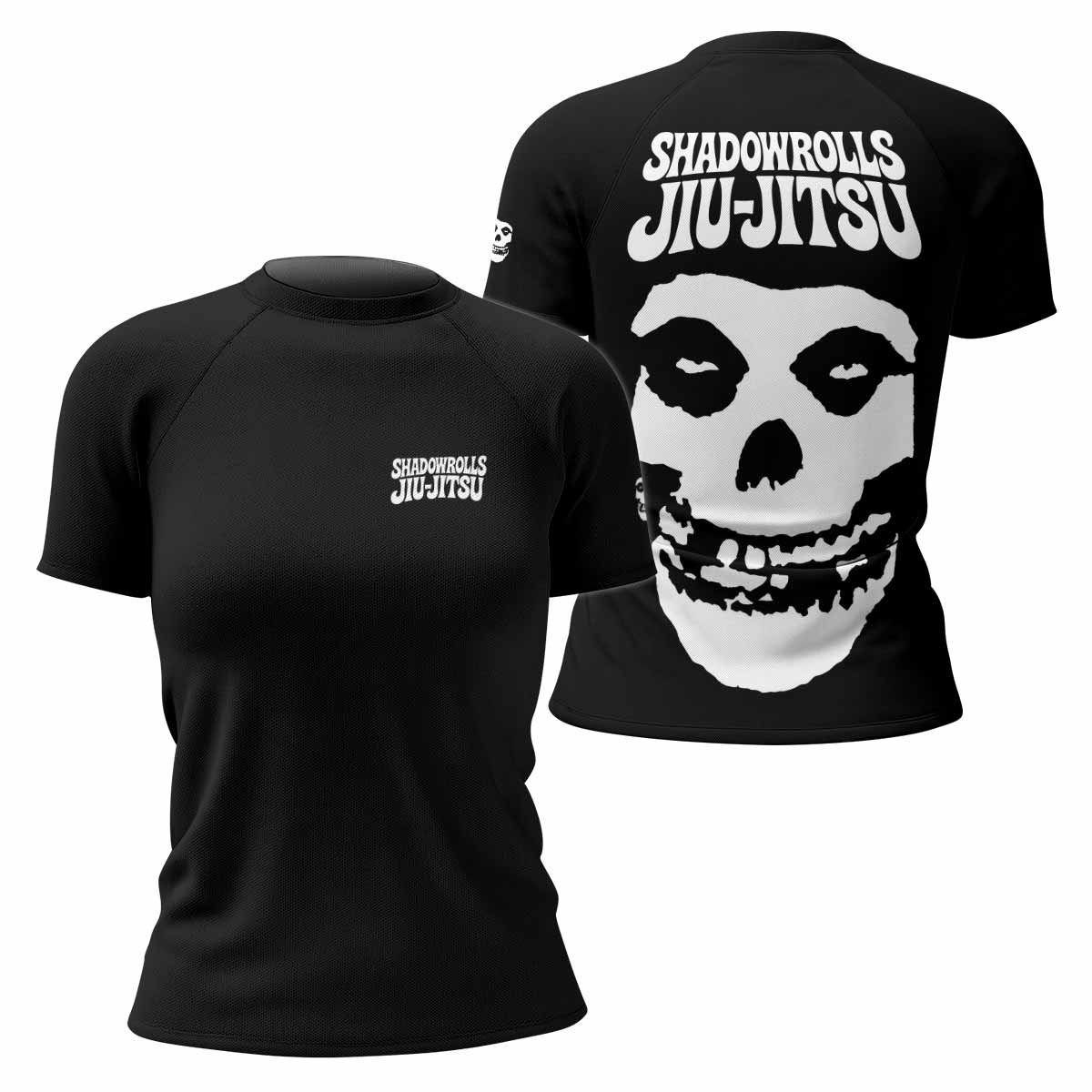 Skull Jiu-Jitsu Women's Rash Guard Short Sleeve - front and back view