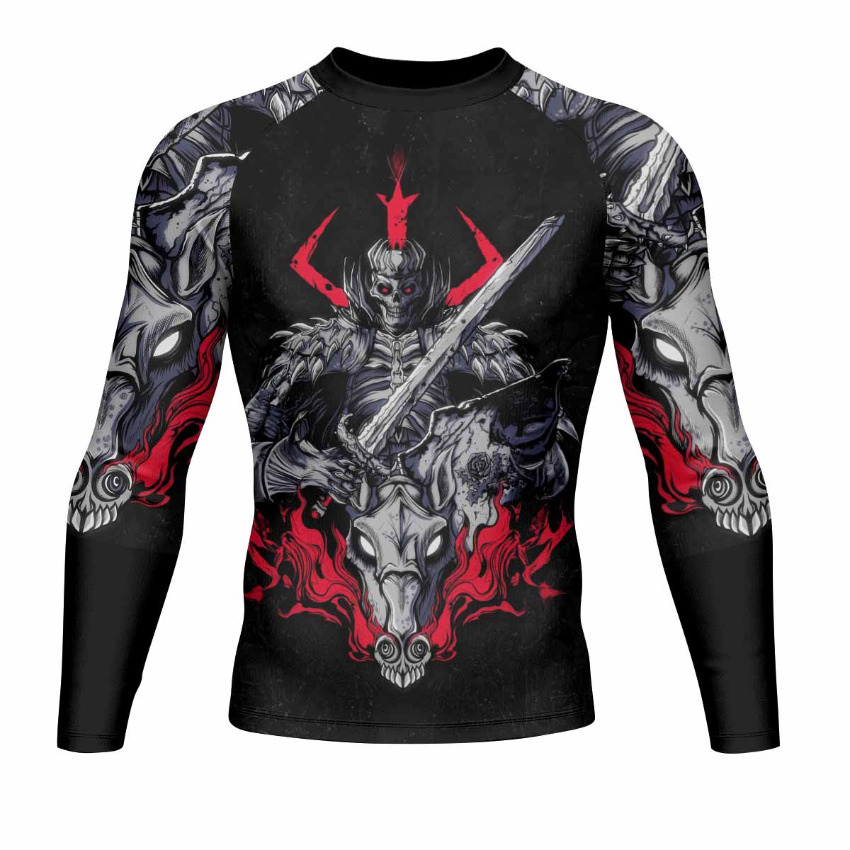 Skull Knight Berserk Men's Rash Guard Long Sleeve - front view mockup