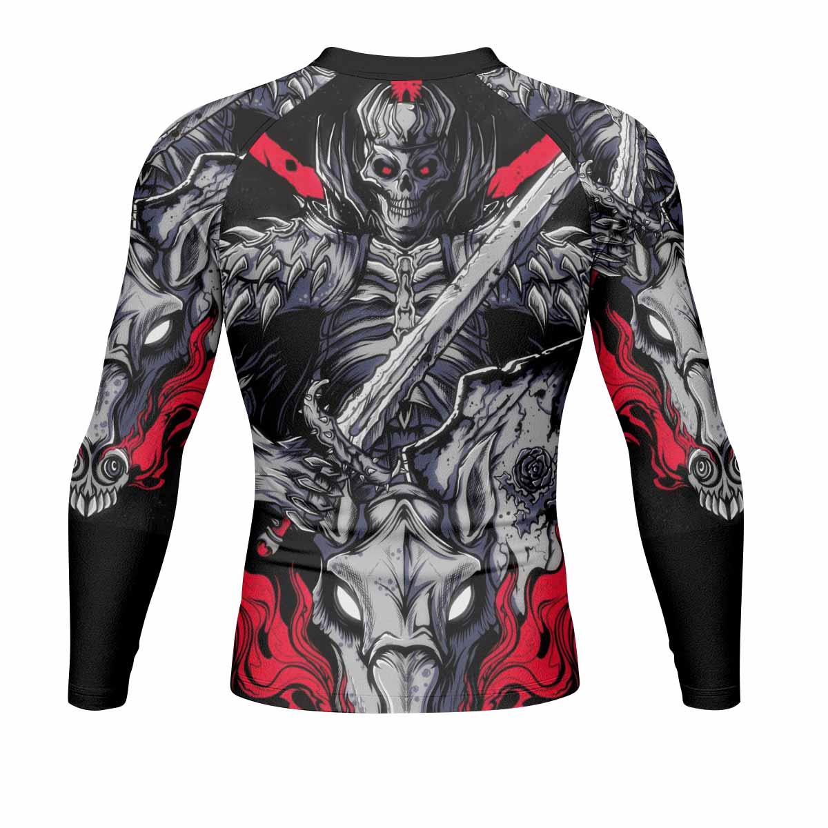 Skull Knight Berserk Men's Rash Guard Long Sleeve - back view mockup