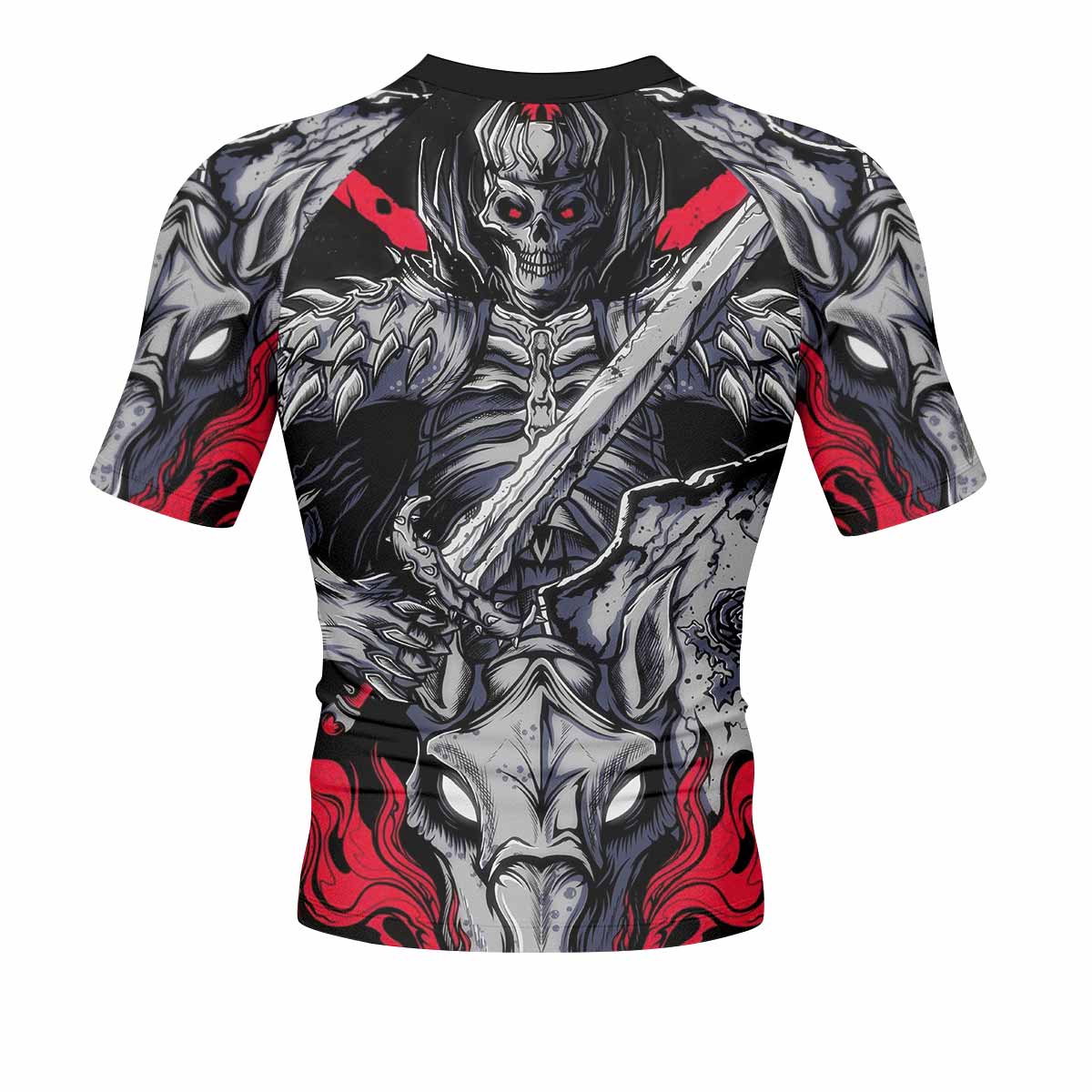 Skull Knight Berserk Men's Rash Guard Short Sleeve - back view mockup