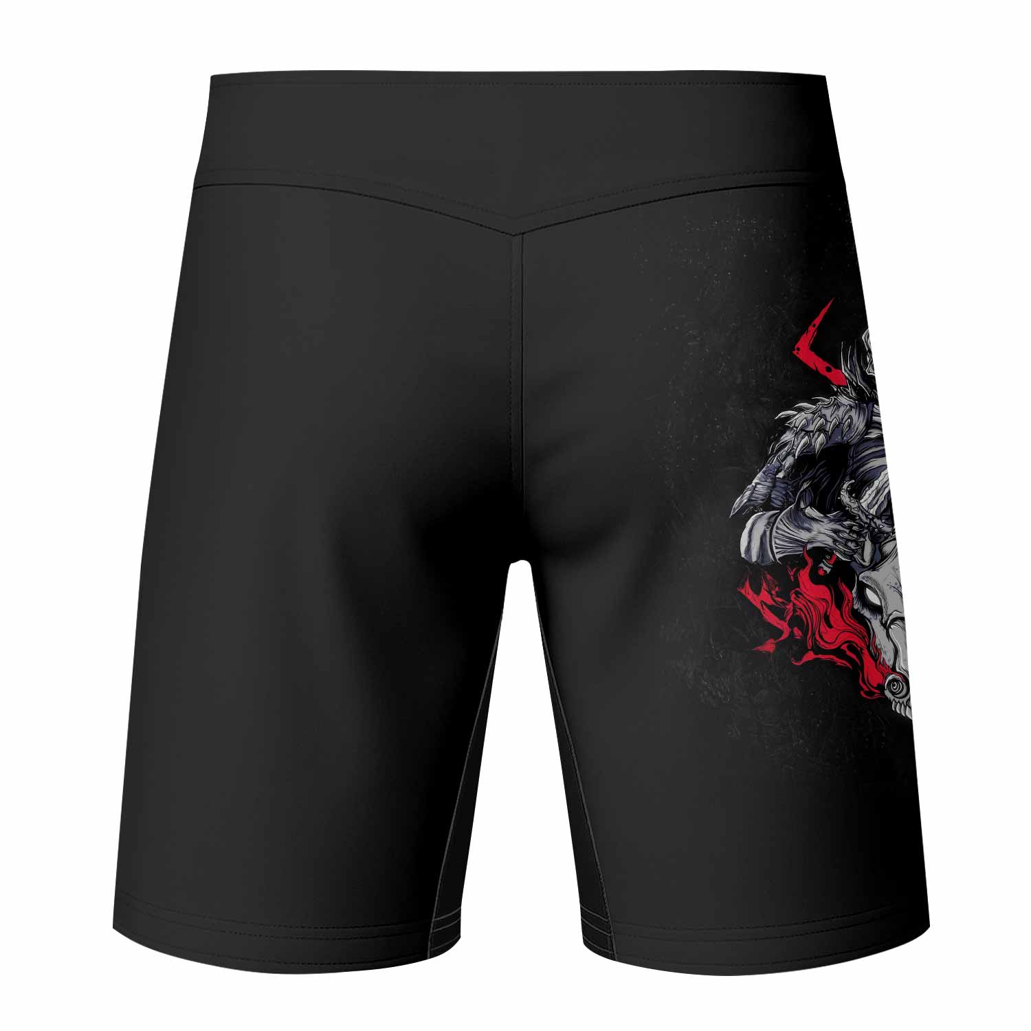 Skull Knight Berserk Fight Shorts - back view mockup