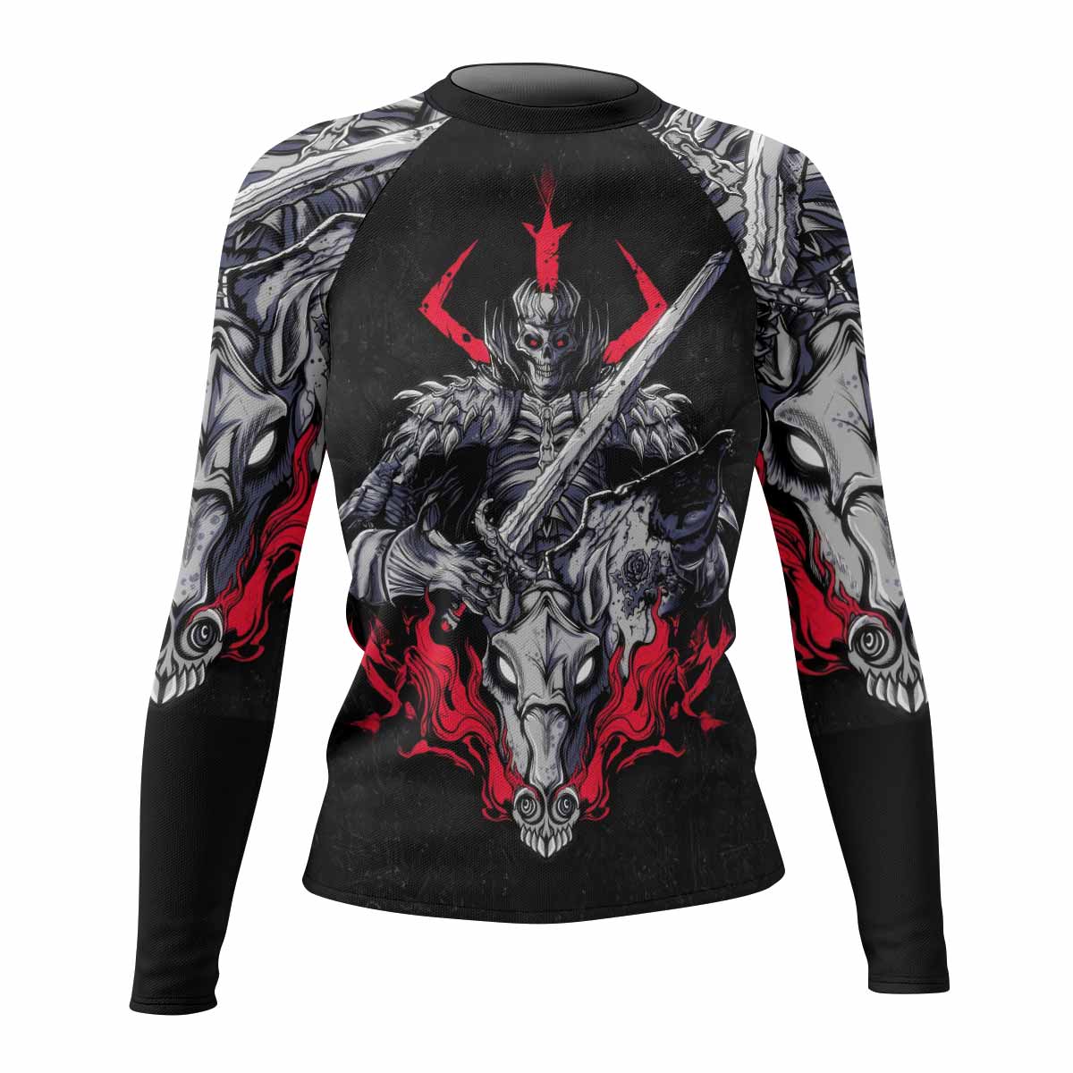 Skull Knight Berserk Women's Rash Guard Long Sleeve - front view mockup
