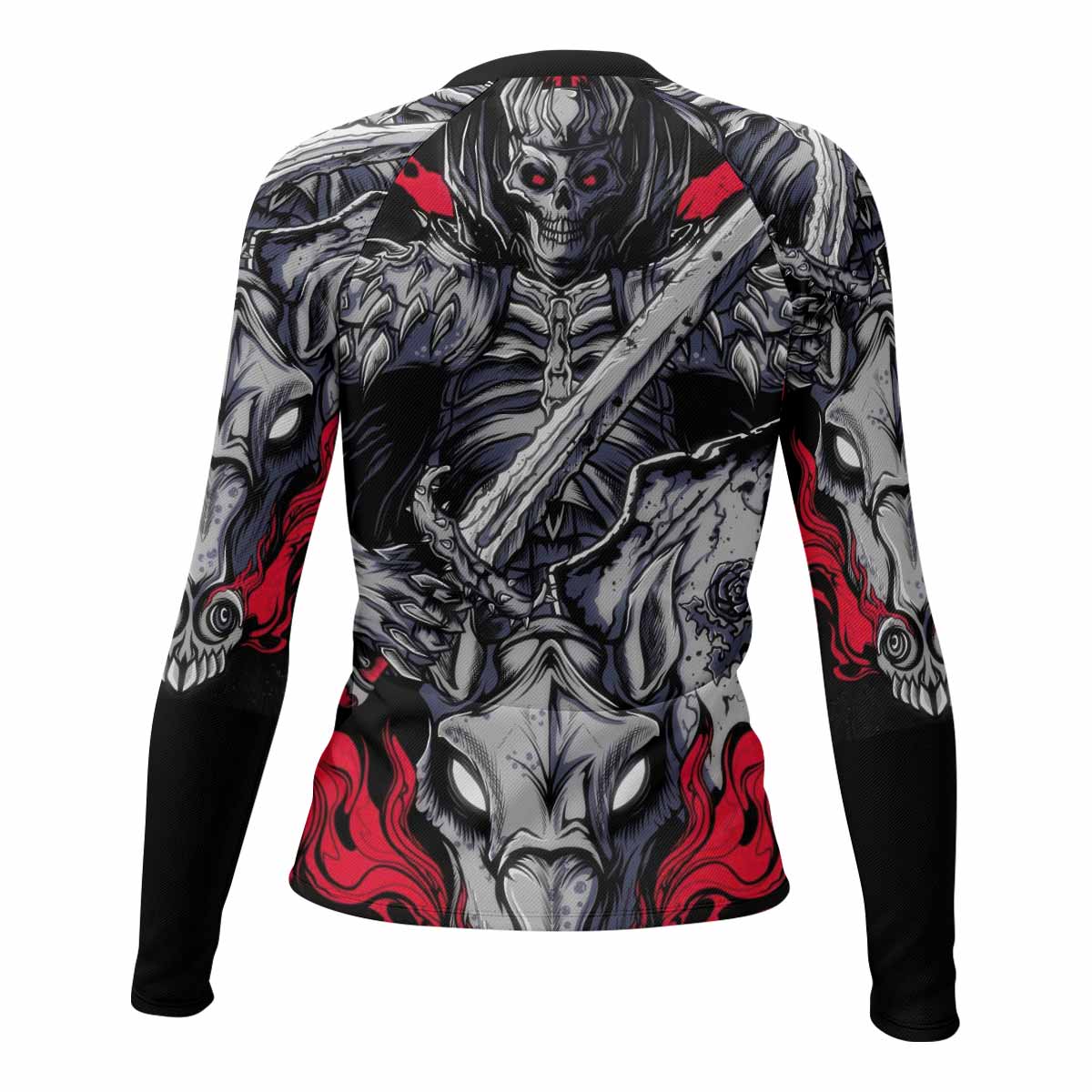 Skull Knight Berserk Women's Rash Guard Long Sleeve - back view mockup