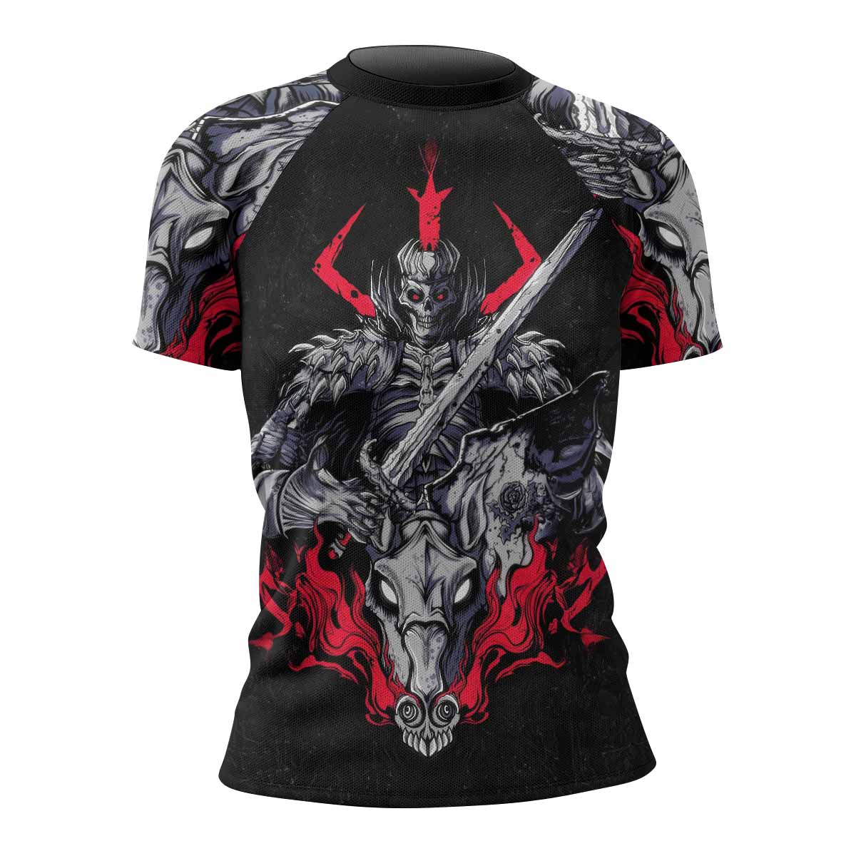 Skull Knight Berserk Women's Rash Guard Short Sleeve - front view mockup