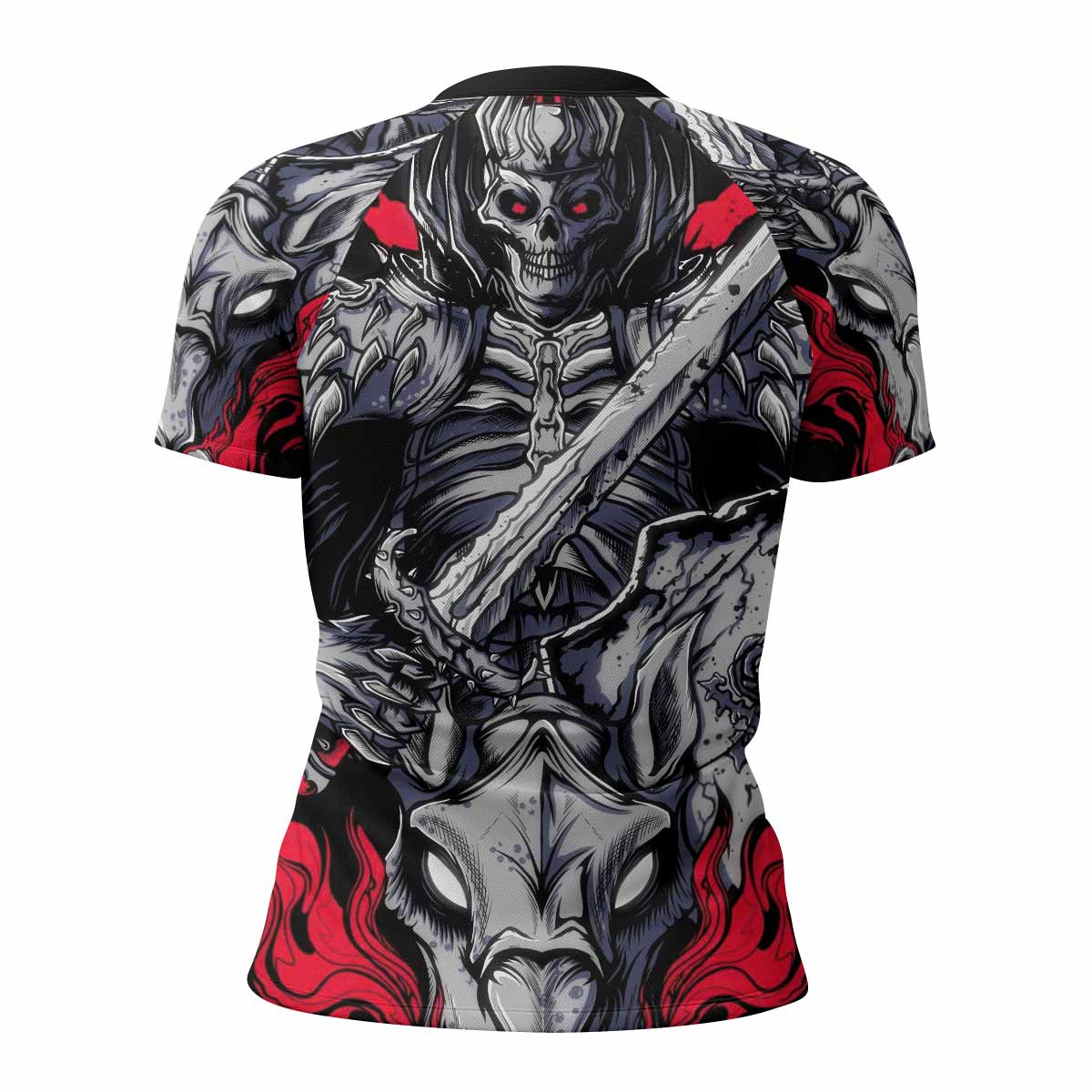 Skull Knight Berserk Women's Rash Guard Short Sleeve - back view mockup