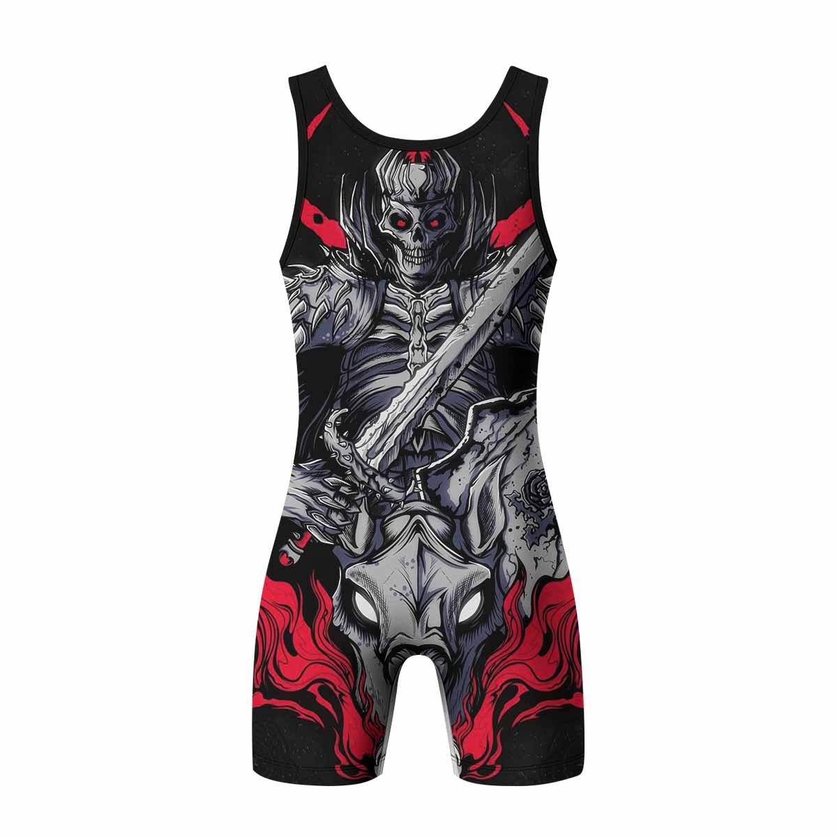 Skull Knight Berserk Wrestling Singlet - back view mockup
