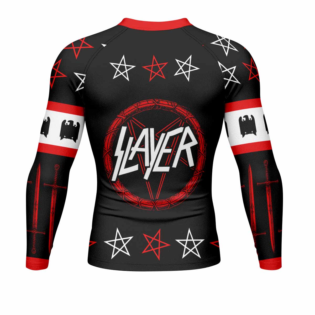 Slayer Red Eagle Men's Rash Guard Long Sleeve - back view mockup