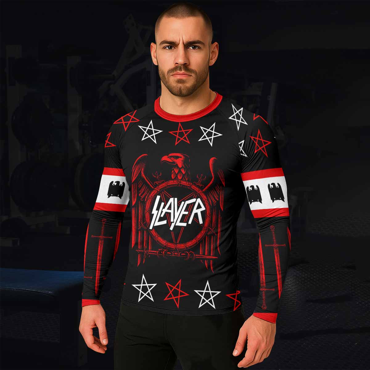Slayer Red Eagle Men's Rash Guard Long Sleeve - lifestyle view