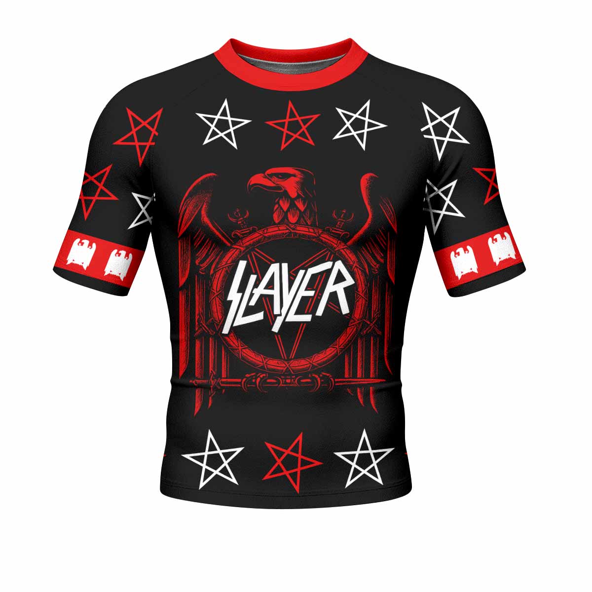 Slayer Red Eagle Men's Rash Guard Short Sleeve - front view mockup