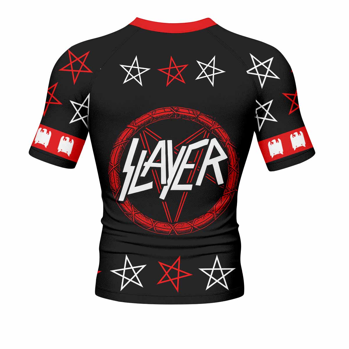 Slayer Red Eagle Men's Rash Guard Short Sleeve - back view mockup