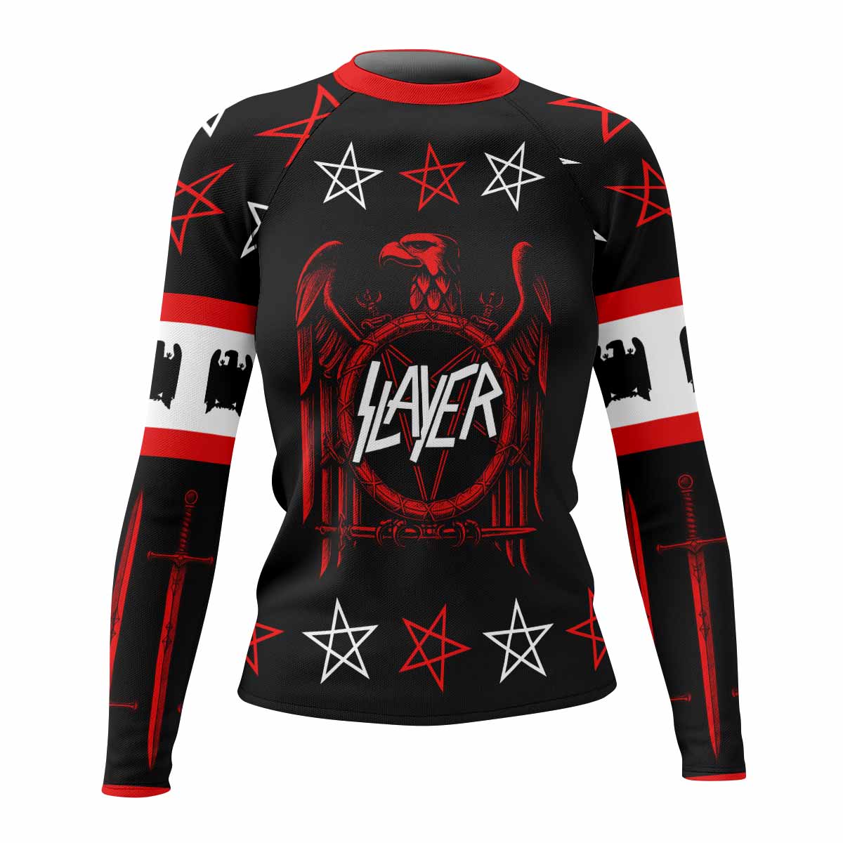 Slayer Red Eagle Women's Rash Guard Long Sleeve - front view mockup