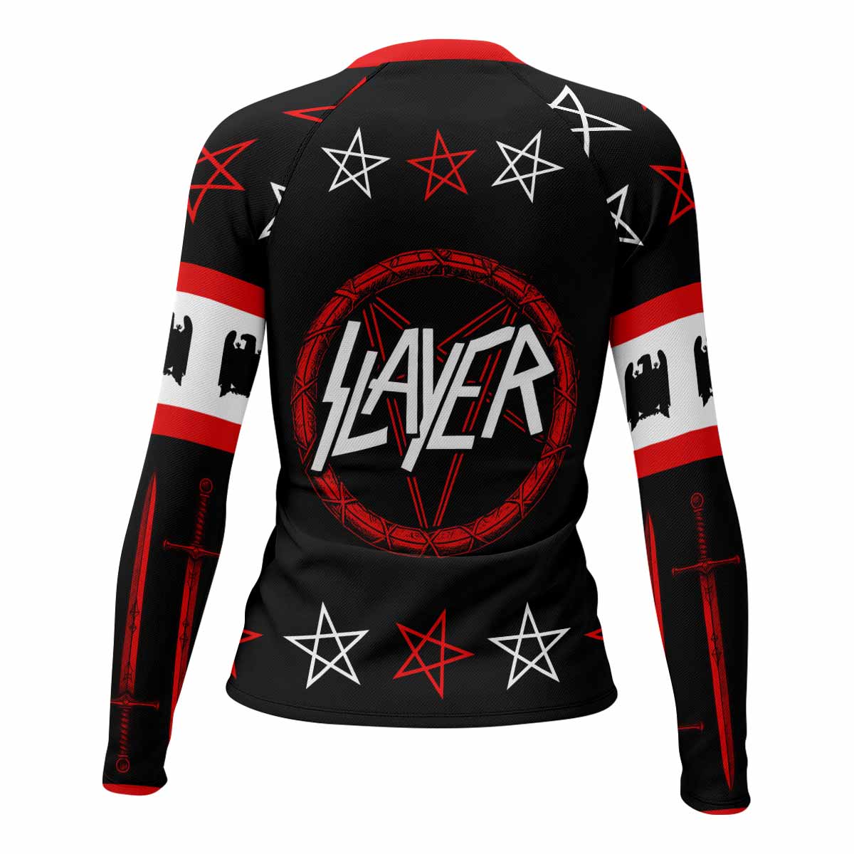 Slayer Red Eagle Women's Rash Guard Long Sleeve - back view mockup