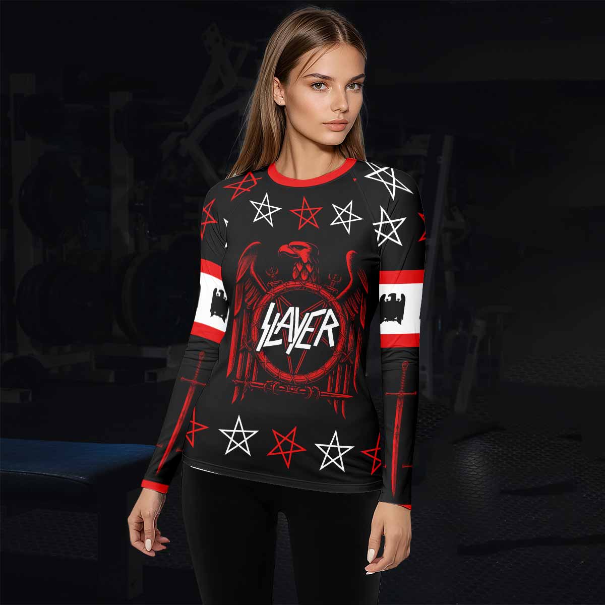 Slayer Red Eagle Women's Rash Guard Long Sleeve - lifestyle view