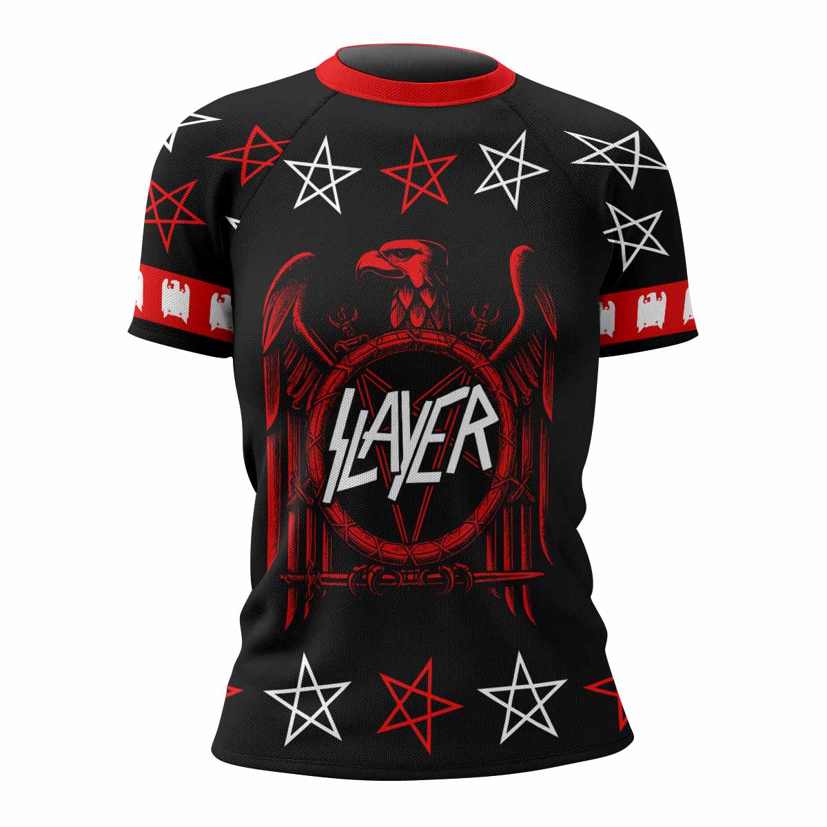 Slayer Red Eagle Women's Rash Guard Short Sleeve - front view mockup