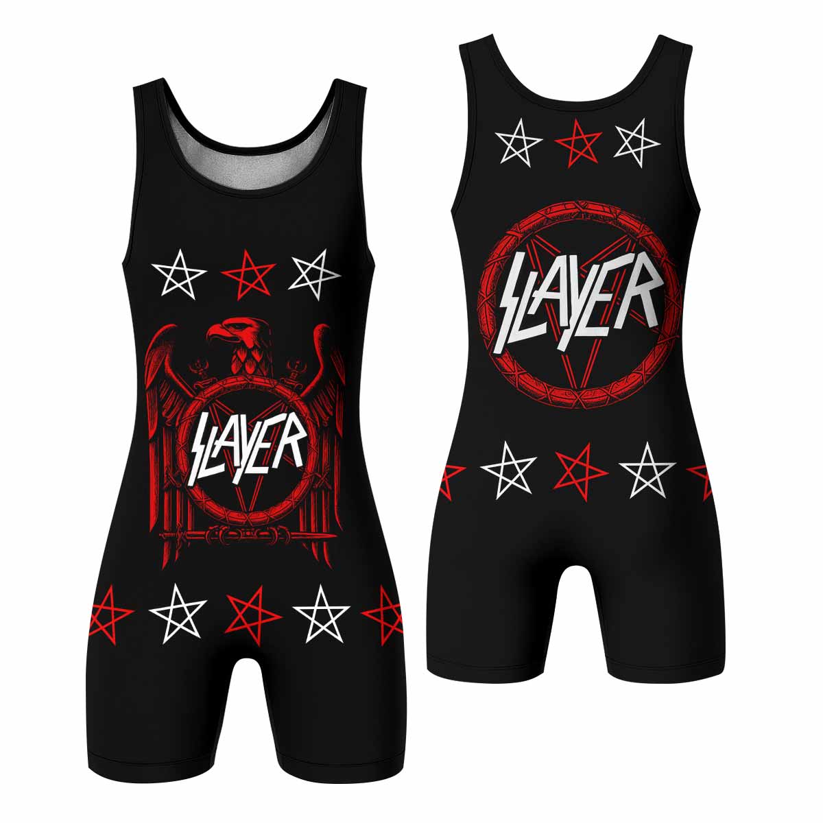 Slayer Red Eagle Wrestling Singlet - front and back view