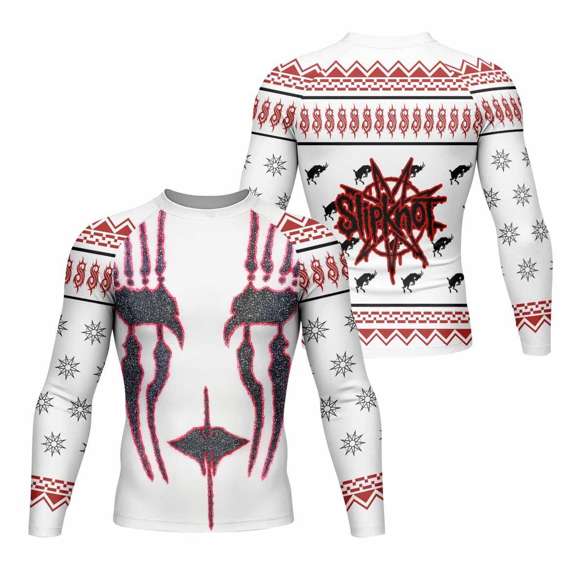 Slipknot Christmas Men's Rash Guard Long Sleeve - front and back view