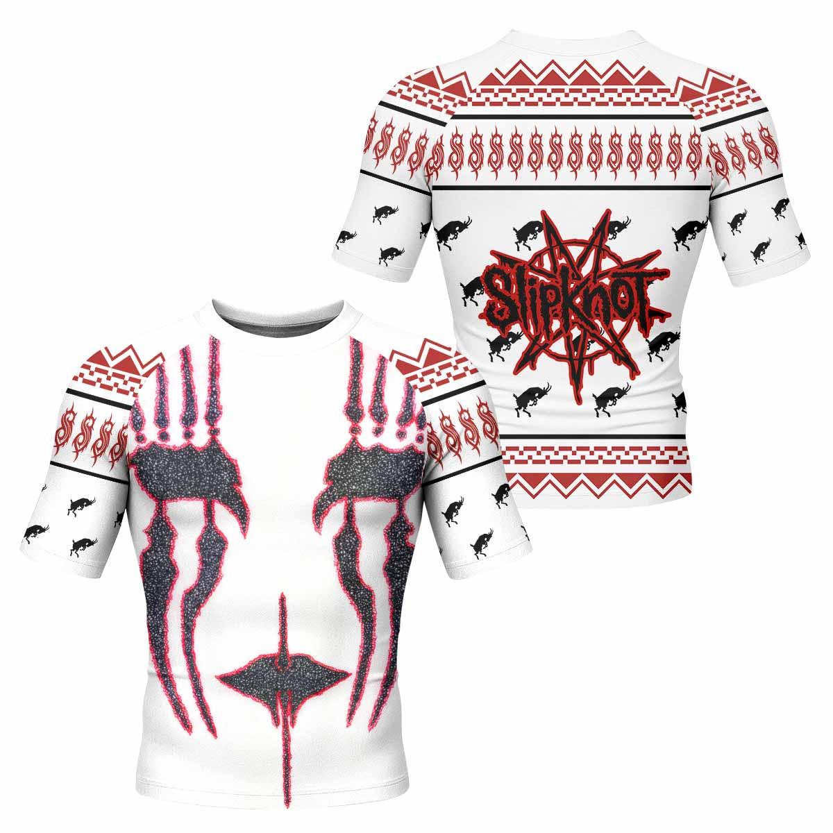 Slipknot Christmas Men's Rash Guard Short Sleeve - front and back view