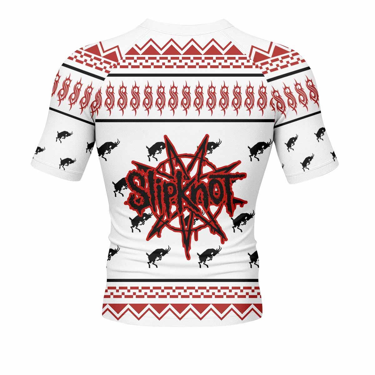 Slipknot Christmas Men's Rash Guard Short Sleeve - back view mockup