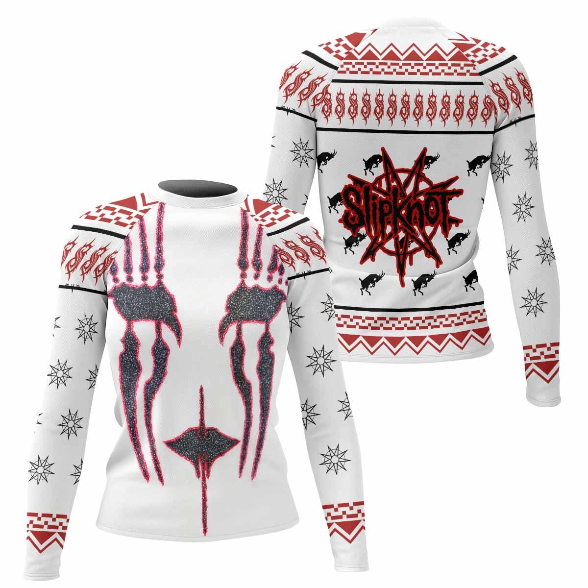 Slipknot Christmas Women's Rash Guard Long Sleeve - front and back view