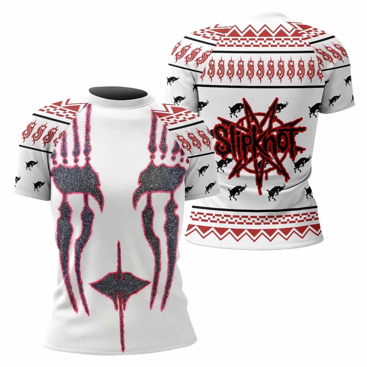 Slipknot Christmas Women's Rash Guard Short Sleeve - front and back view