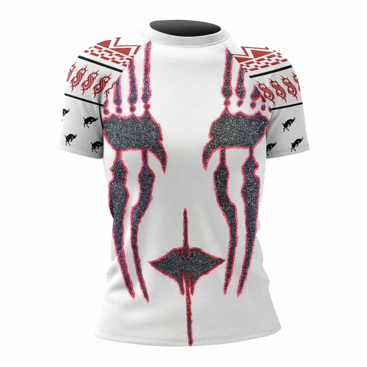 Slipknot Christmas Women's Rash Guard Short Sleeve - front view mockup