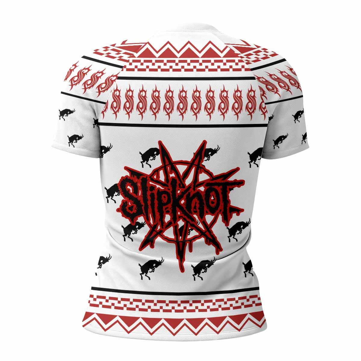 Slipknot Christmas Women's Rash Guard Short Sleeve - back view mockup