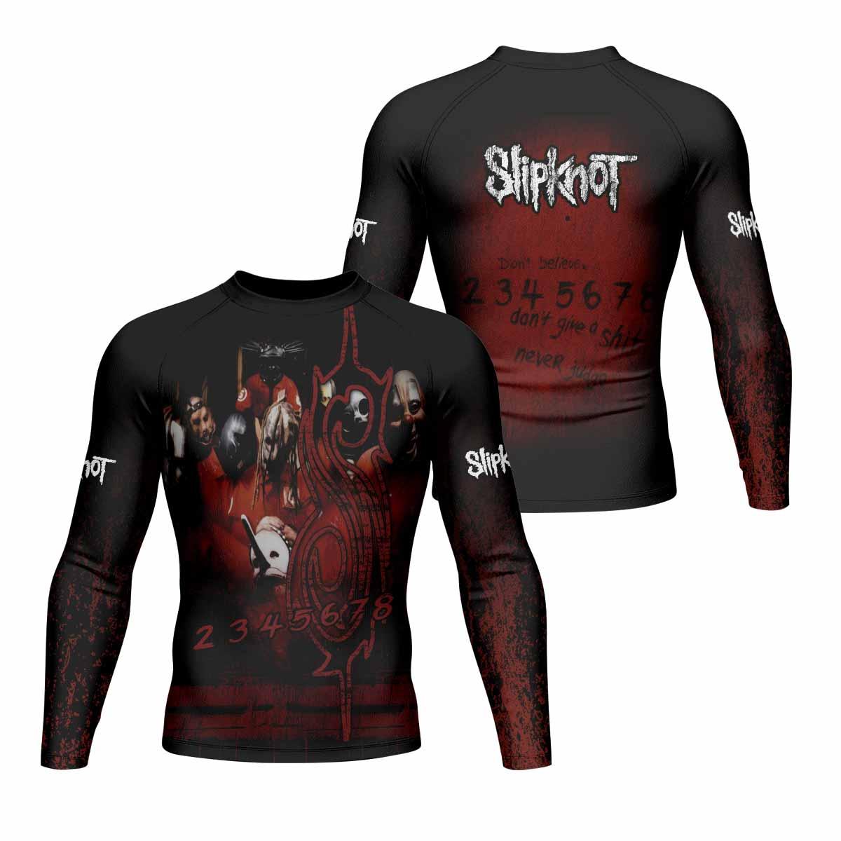 Slipknot Debut Men's Rash Guard Long Sleeve - front and back view