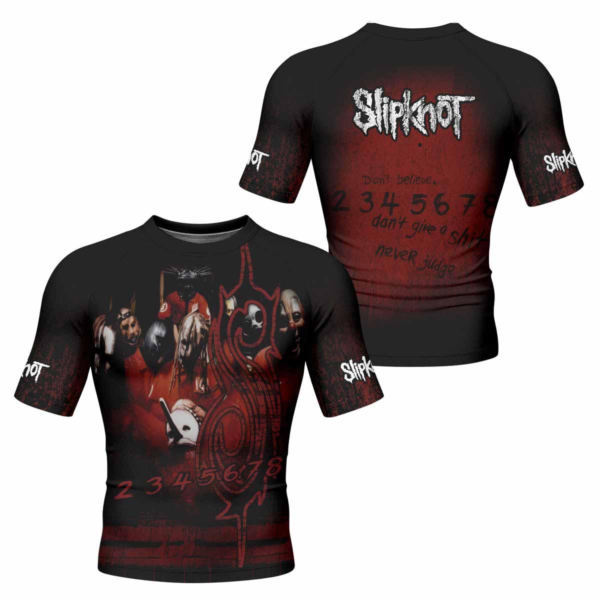 Slipknot Debut Men's Rash Guard Short Sleeve - front and back view