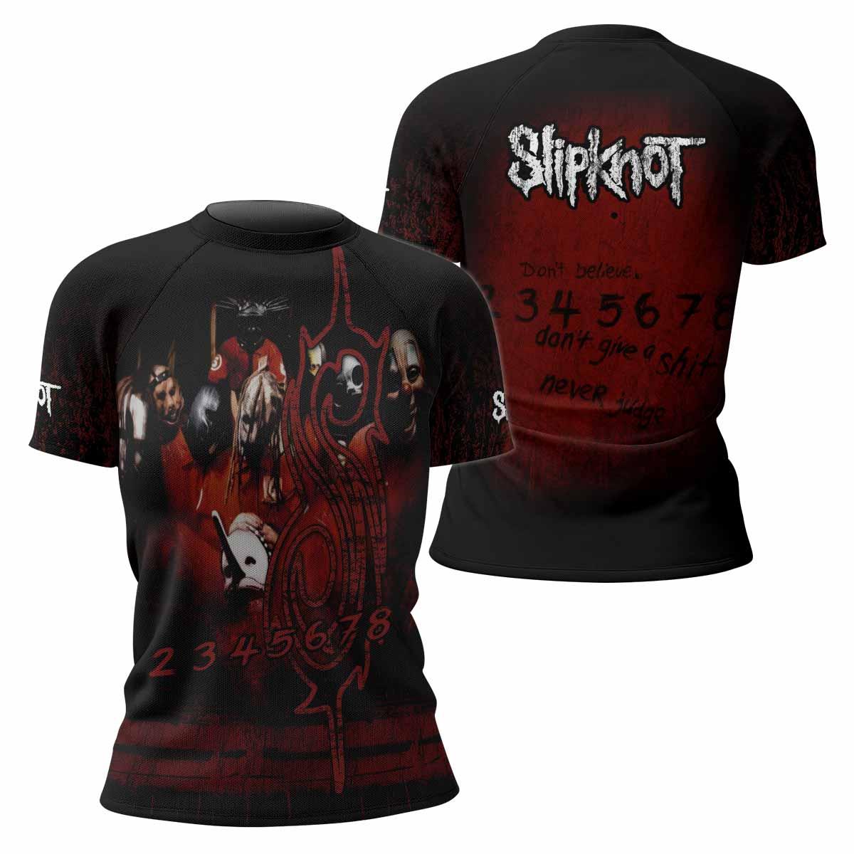 Slipknot Debut Women's Rash Guard Short Sleeve - front and back view