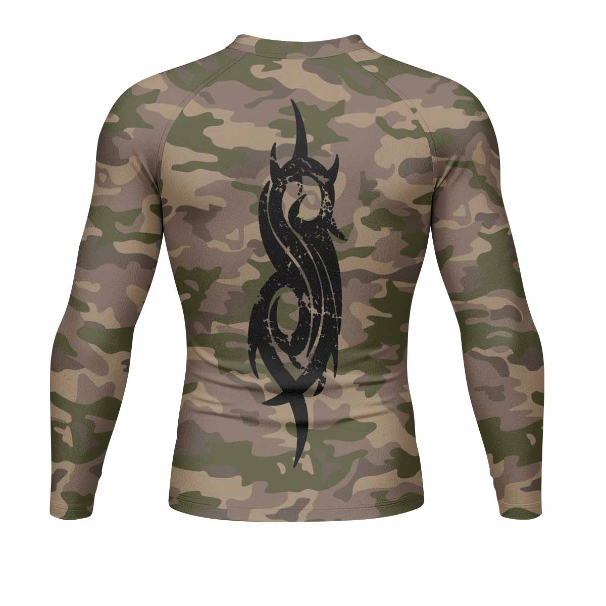 Slipknot Mask Camo Men's Rash Guard Long Sleeve - back view mockup