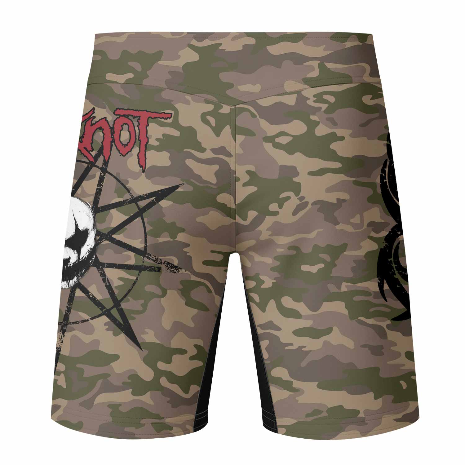Slipknot Mask Camo Fight Shorts - back view mockup