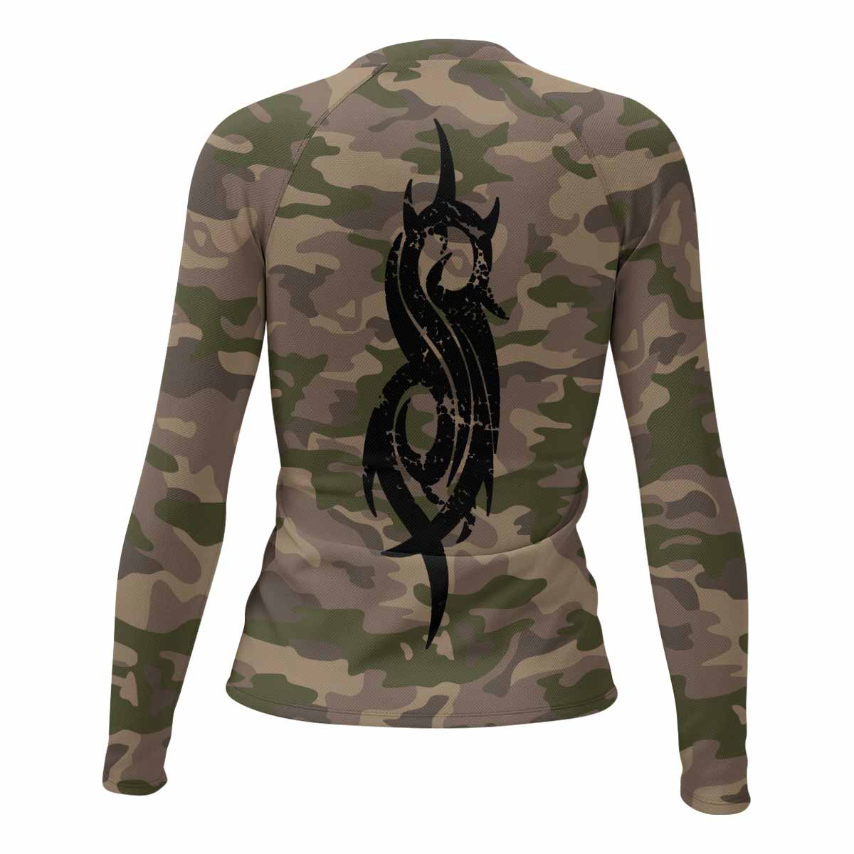 Slipknot Mask Camo Women's Rash Guard Long Sleeve - back view mockup