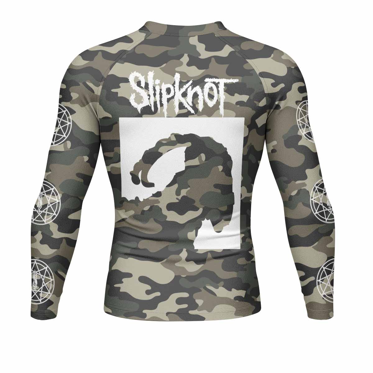 Slipknot Pentagram Camo Men's Rash Guard Long Sleeve - back view mockup