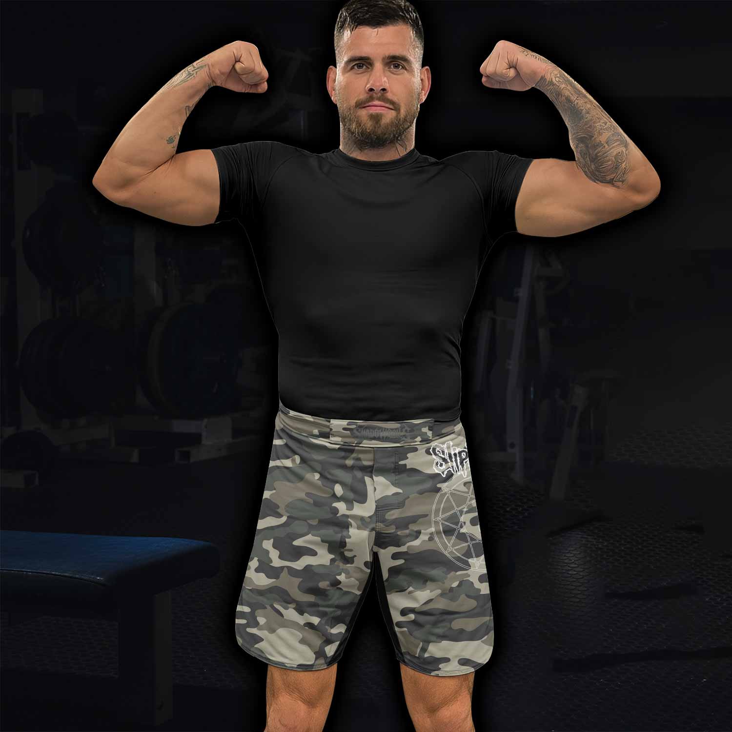 Slipknot Pentagram Camo Fight Shorts - lifestyle view