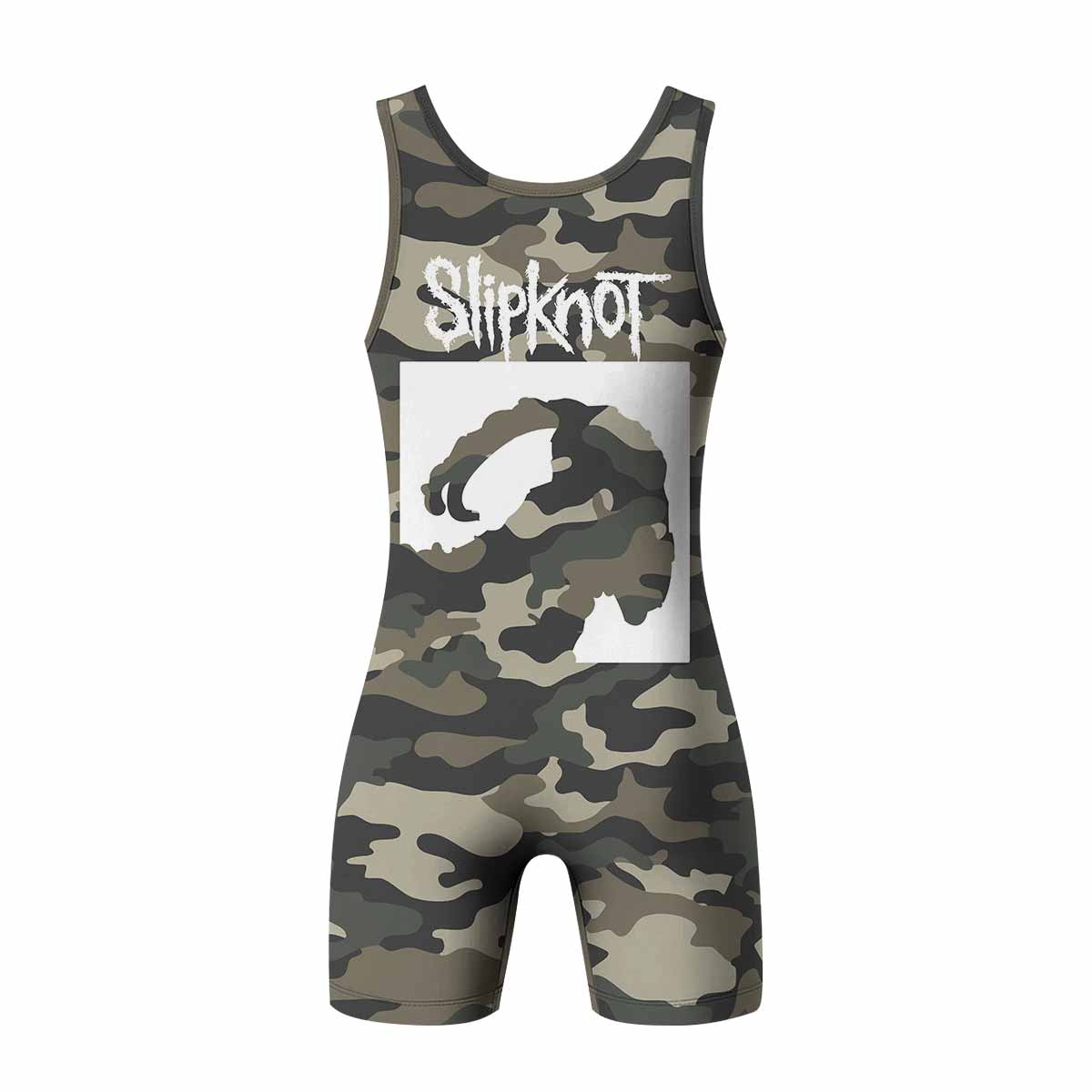 Slipknot Pentagram Camo Wrestling Singlet - back view mockup