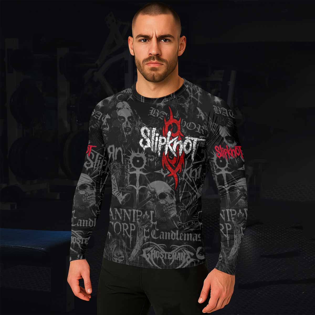 Slipknot Riot Men's Rash Guard Long Sleeve - lifestyle view