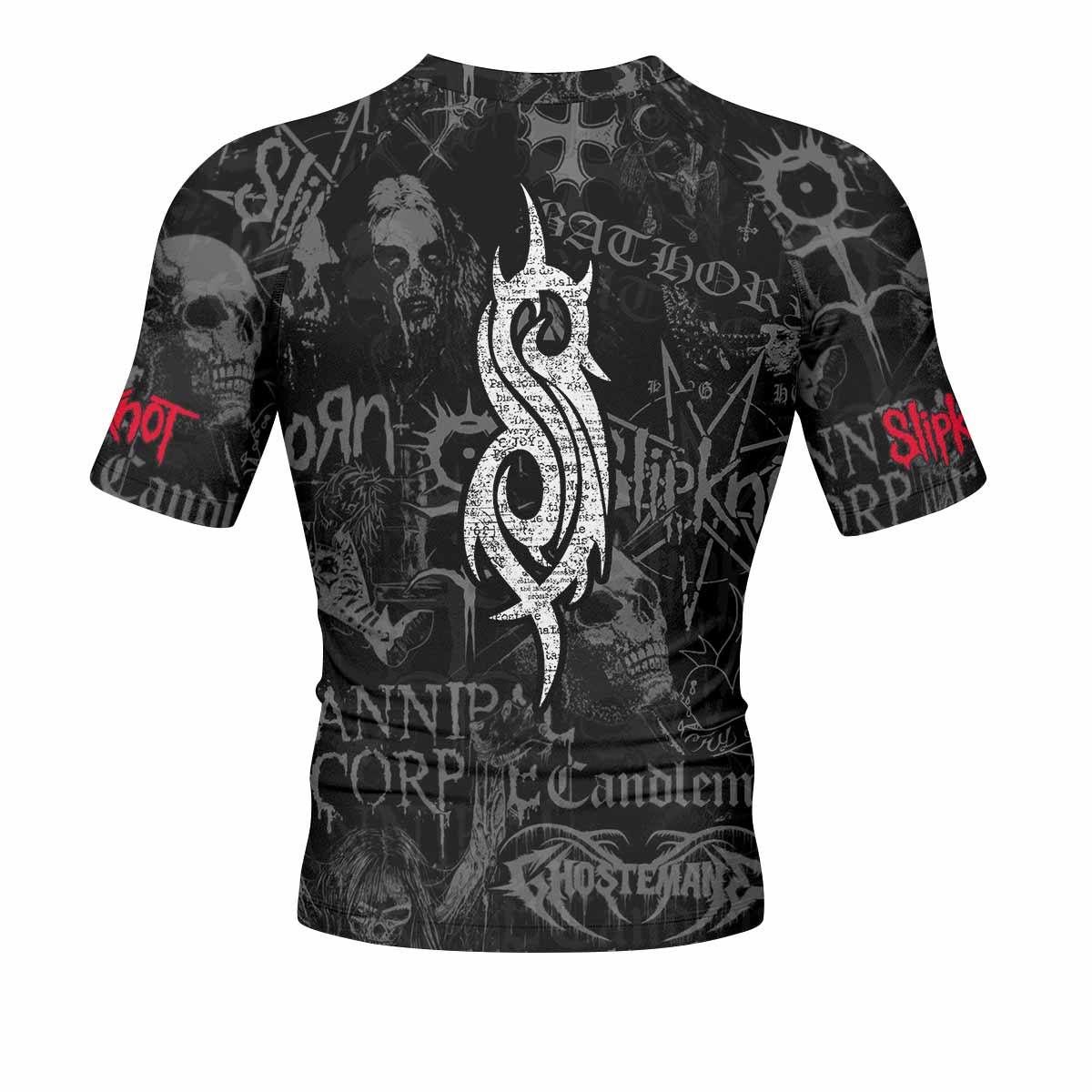 Slipknot Riot Men's Rash Guard Short Sleeve - back view mockup
