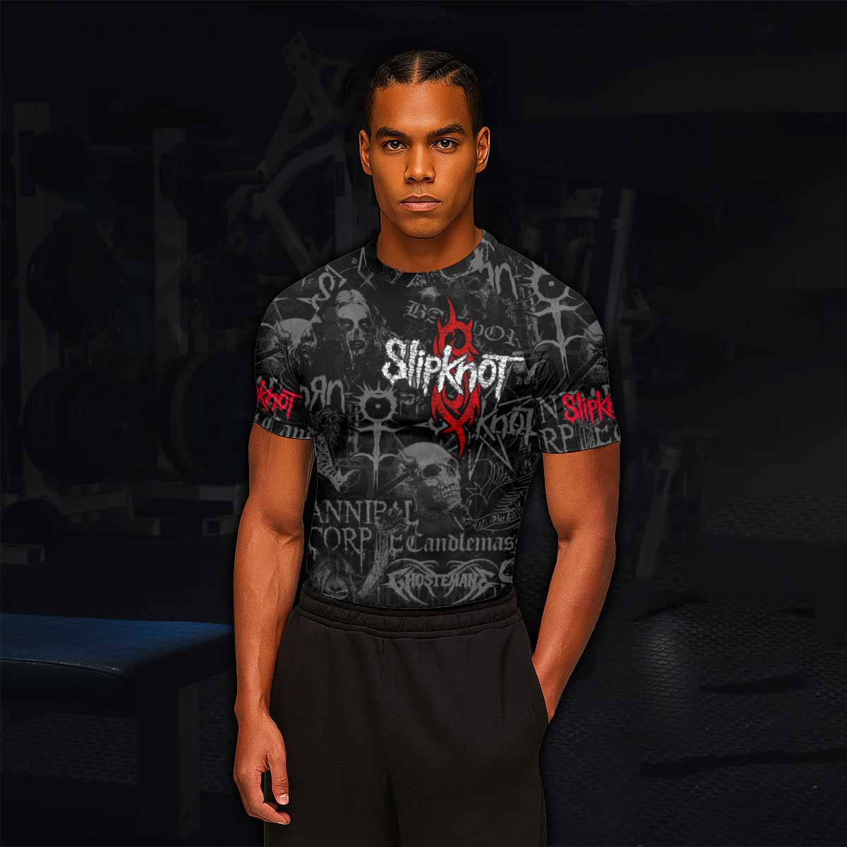 Slipknot Riot Men's Rash Guard Short Sleeve - lifestyle view