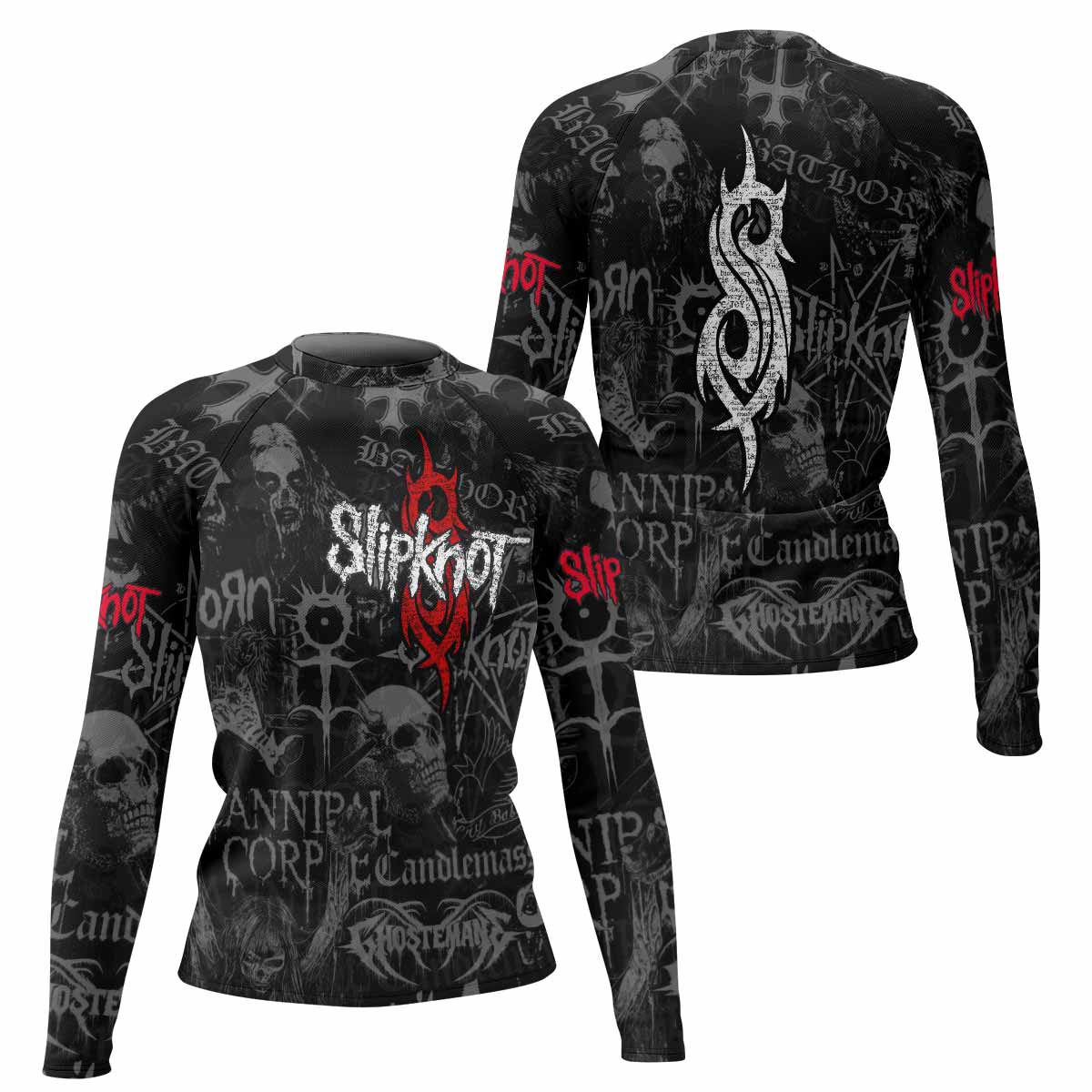 Slipknot Riot Women's Rash Guard Long Sleeve - front and back view