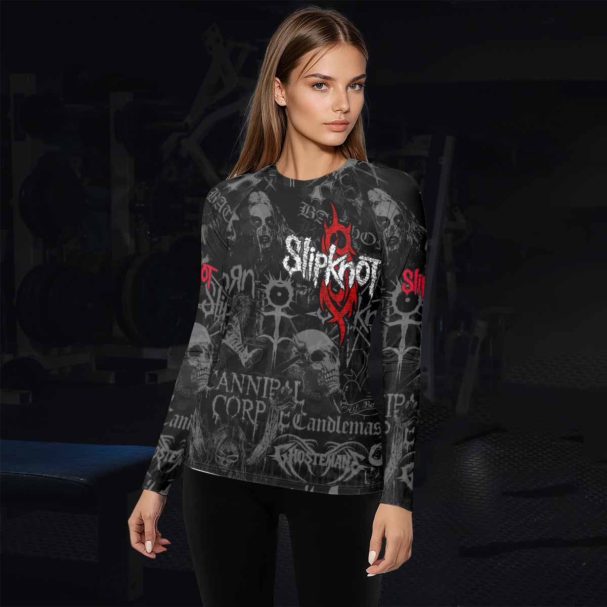 Slipknot Riot Women's Rash Guard Long Sleeve - lifestyle view