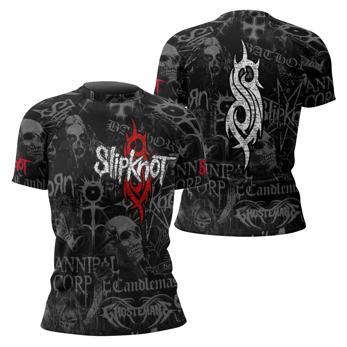 Slipknot Riot Women's Rash Guard Short Sleeve - front and back view