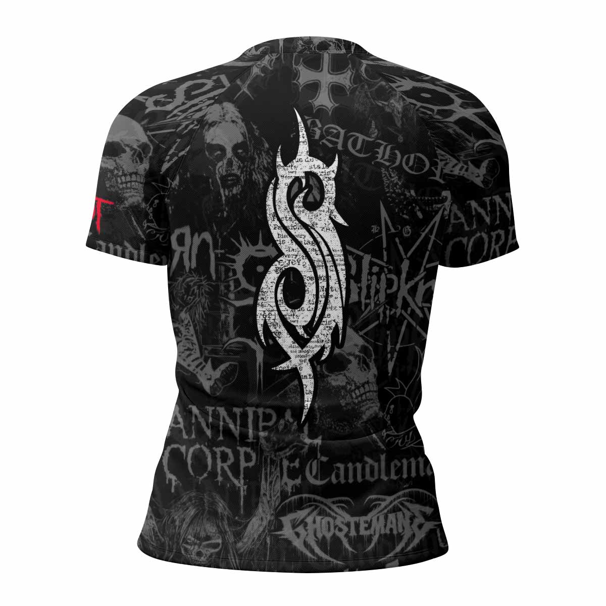 Slipknot Riot Women's Rash Guard Short Sleeve - back view mockup