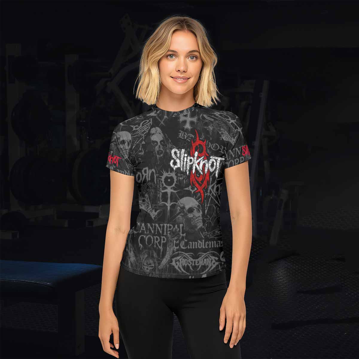 Slipknot Riot Women's Rash Guard Short Sleeve - lifestyle view