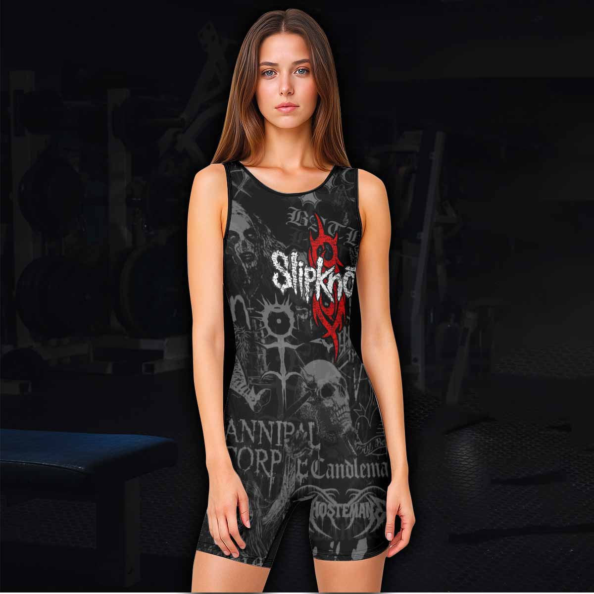 Slipknot Riot Wrestling Singlet - women's lifestyle view