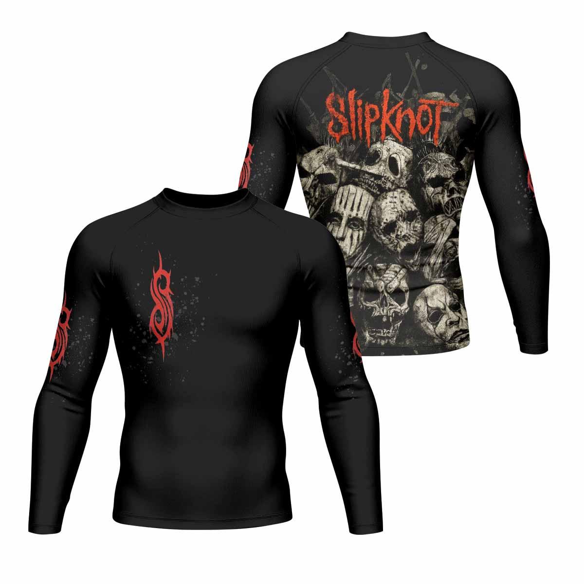 Slipknot Skull Men's Rash Guard Long Sleeve - front and back view