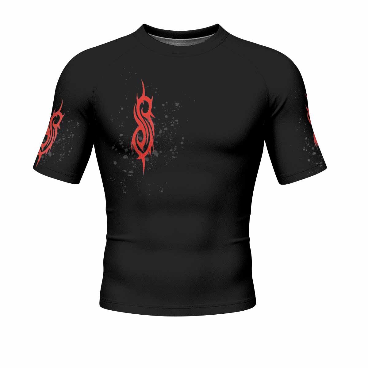 Slipknot Skull Men's Rash Guard Short Sleeve - front view mockup