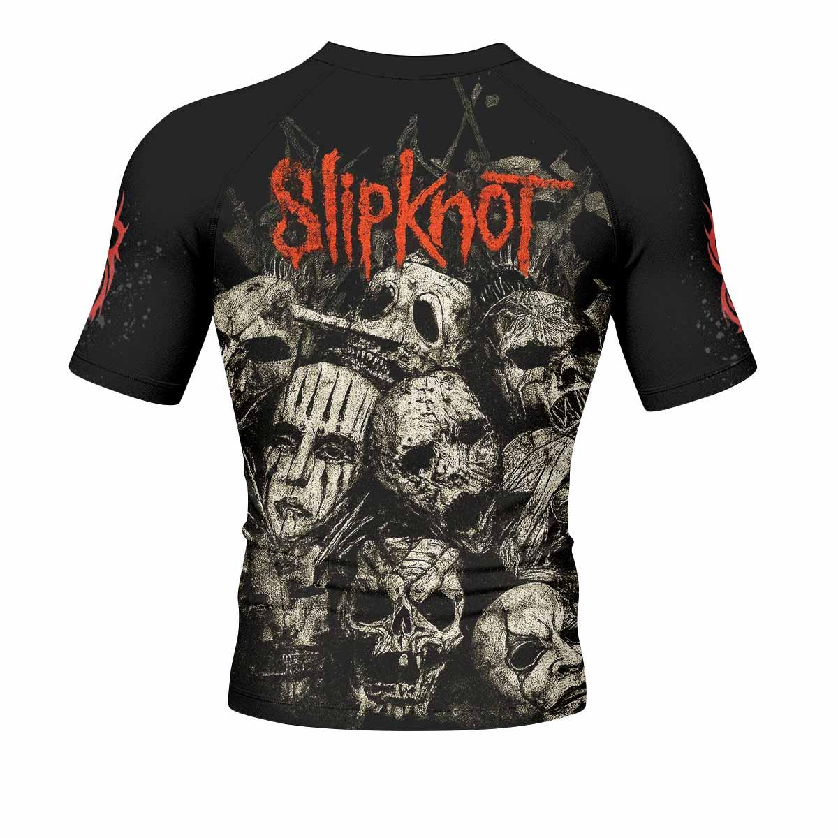Slipknot Skull Men's Rash Guard Short Sleeve - back view mockup